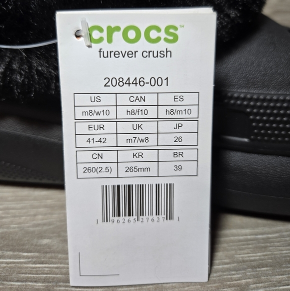 Crocs Furever Crush Black Lined Platform Clogs 208446 Womens 10 / Mens 8 NEW - Picture 6 of 7